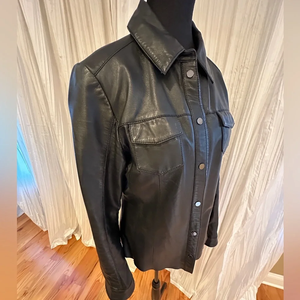 BOD & CHRISTENSEN leather shirt jacket black size M